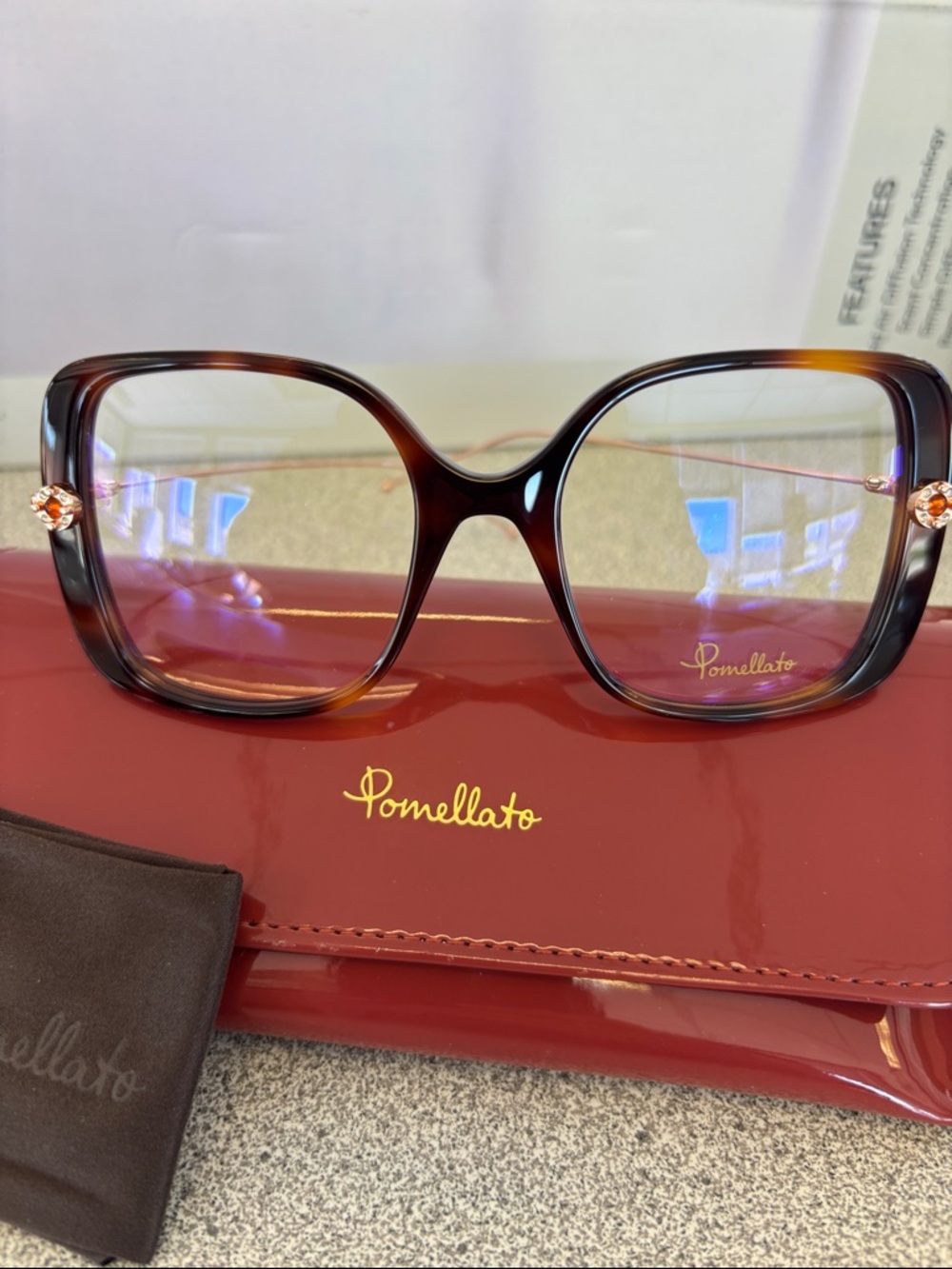 Pomellato Tortoiseshell and Gold Women's Oversized Square RX Glasses